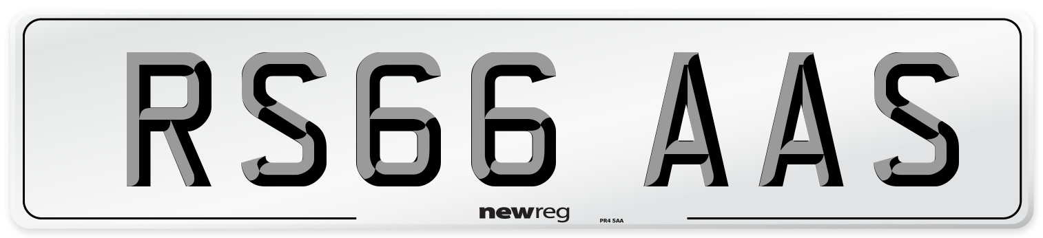 RS66 AAS Number Plate from New Reg